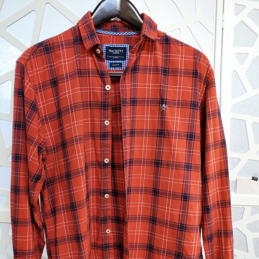 Hackett London Men Button Shirt, Tailored Fit L,